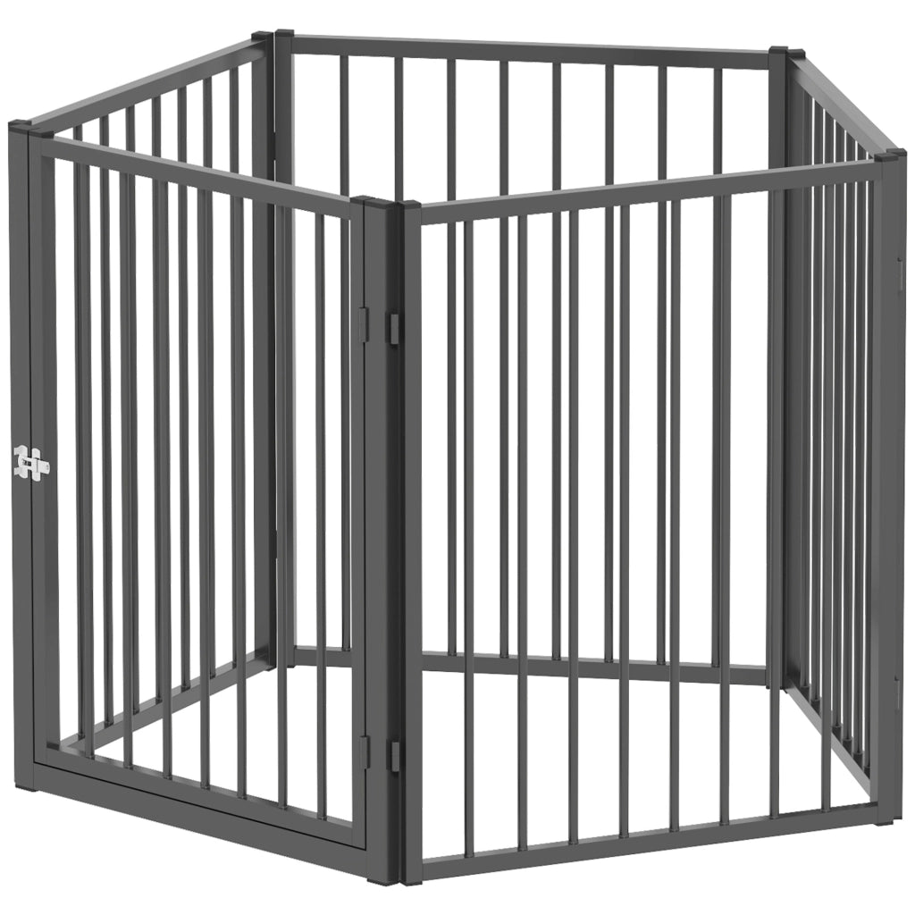 Recinto per Cani con 5 Pannelli e Porta ¨C Minimal ¨C Nero
