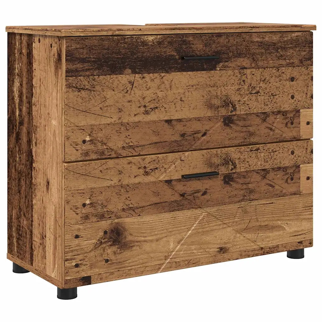 Set di mobili per il bagno con cassetto 5 pcs Legno vecchio