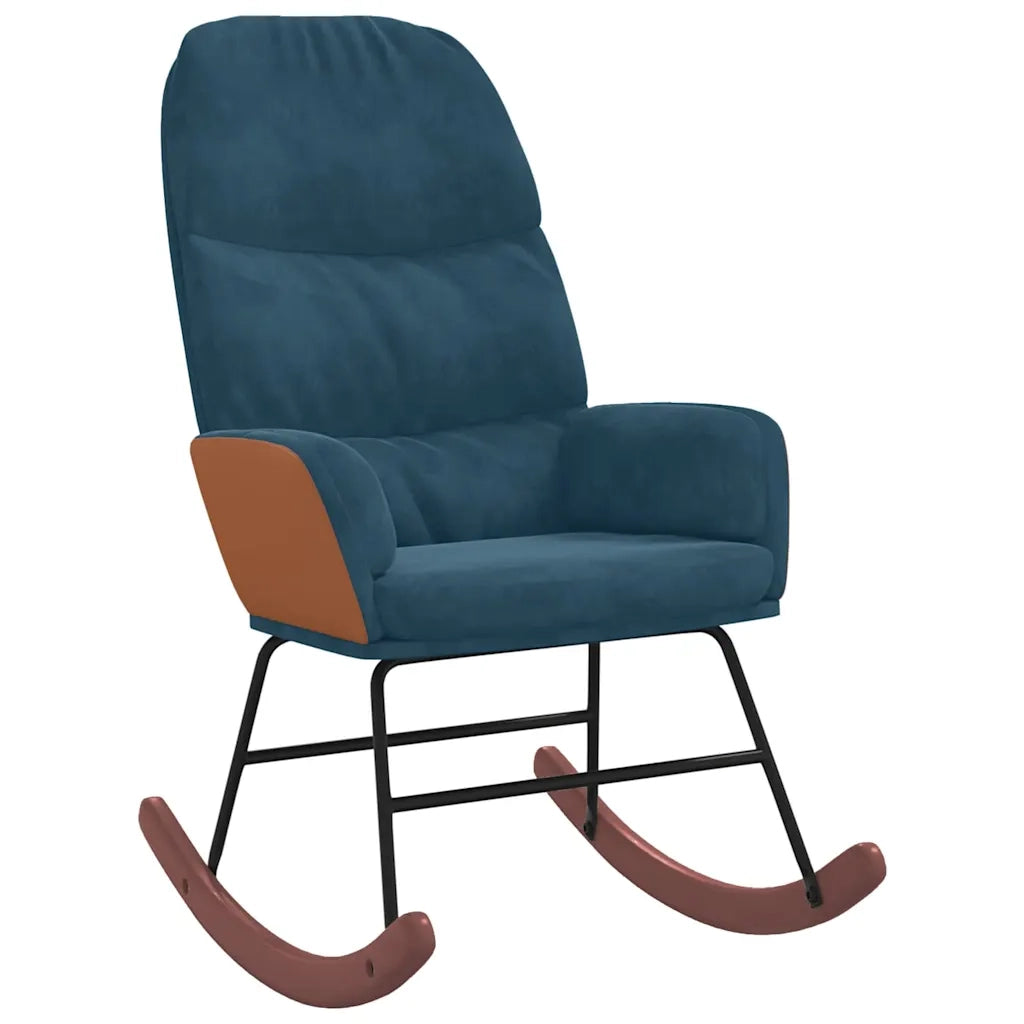 Sedia a Dondolo Blu in Velluto 4102631