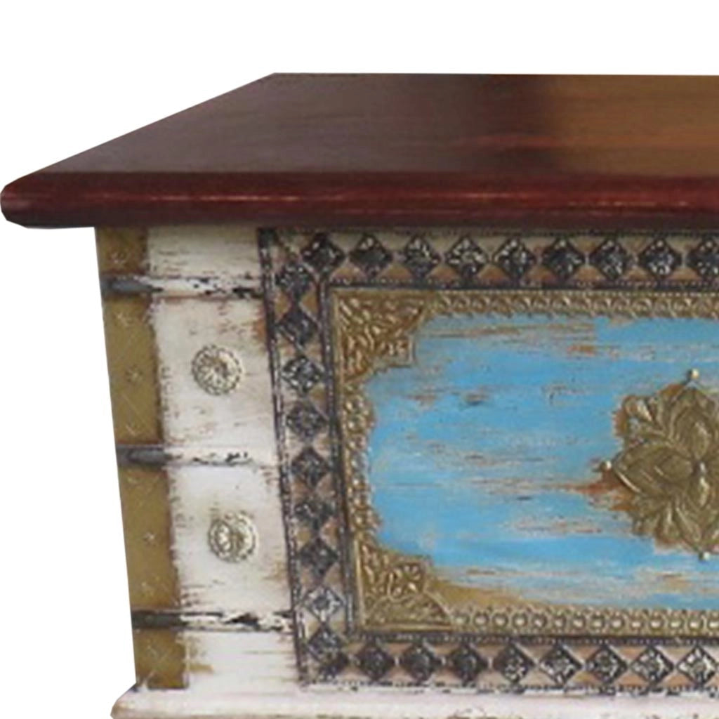 Baule in legno blu 146x40x45h cm