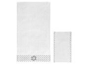 Set Asciugamano Copiola Salvietta Bagno In Spugna 100% Cotone Con Iniziali Lettere - Set 2 - P