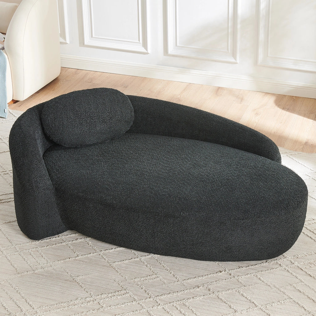 Divano Morbido in Tessuto Teddyfleece con Cuscini ¨C MINIMAL ¨C Nero