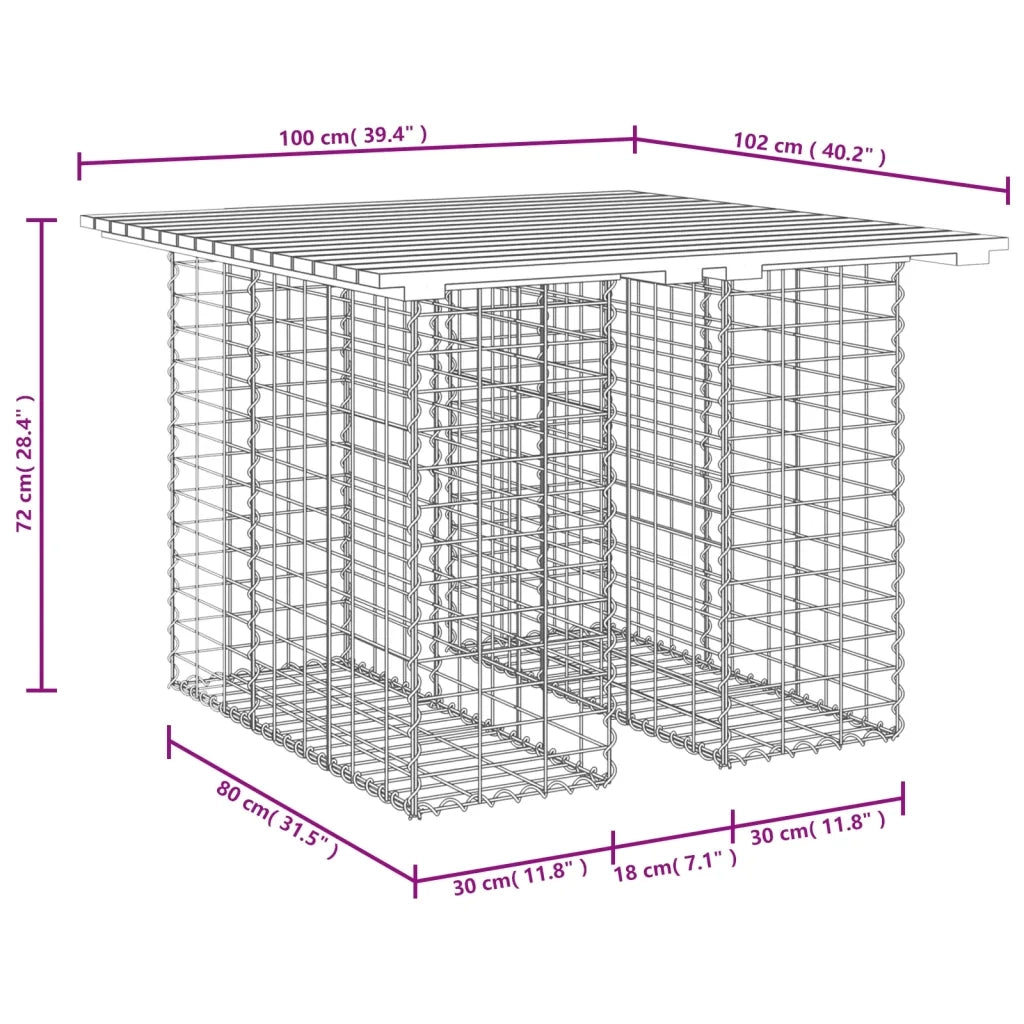 Tavolo da Giardino | Tavolino da esterno in gabbione design 100x102x72 cm in legno massello di pino