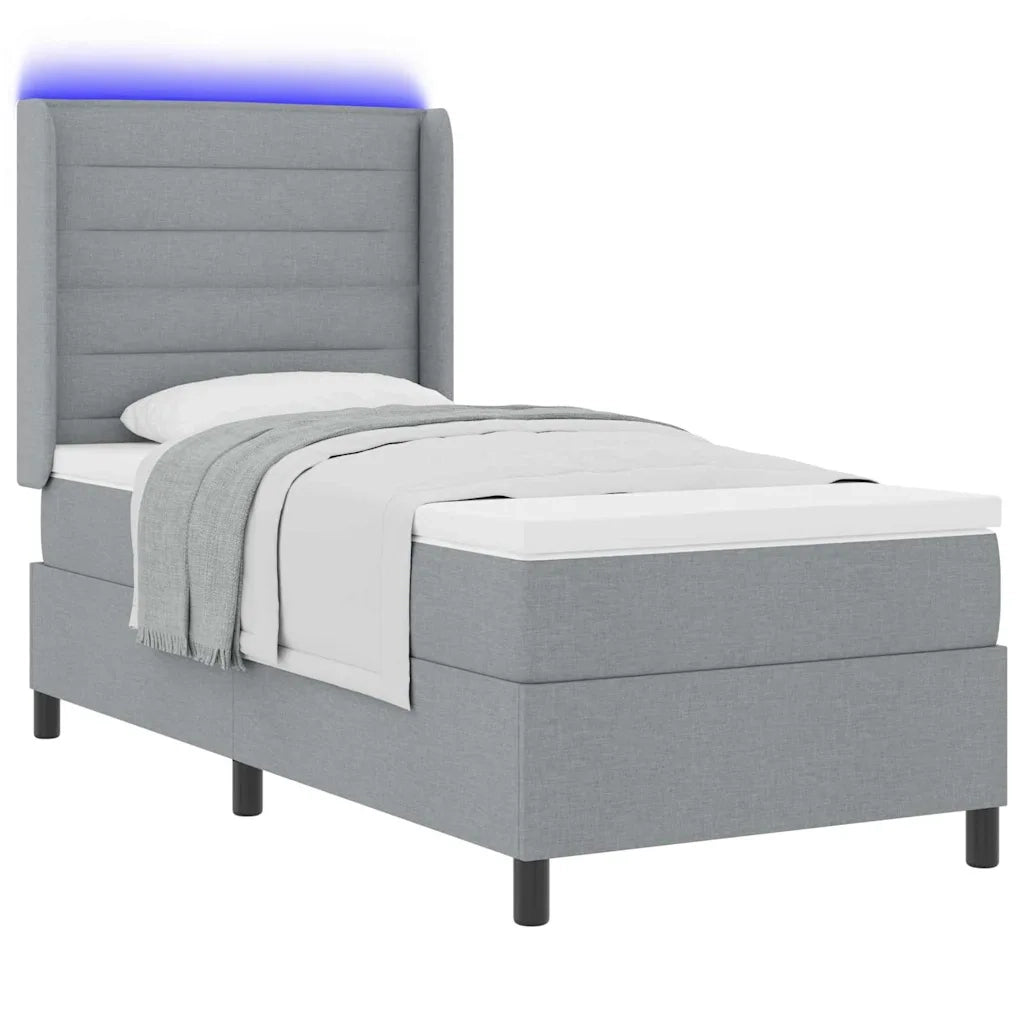 Letto a Sorgente LED Grigio chiaro 90 x 200 cm Tessuto