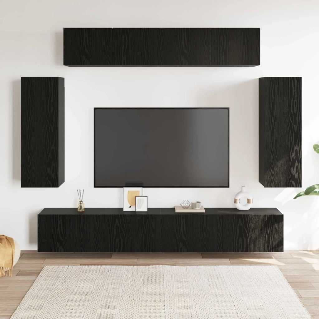 Set mobile TV 6 pcs Rovere Nero 100 x 30 x 30 cm 3332583
