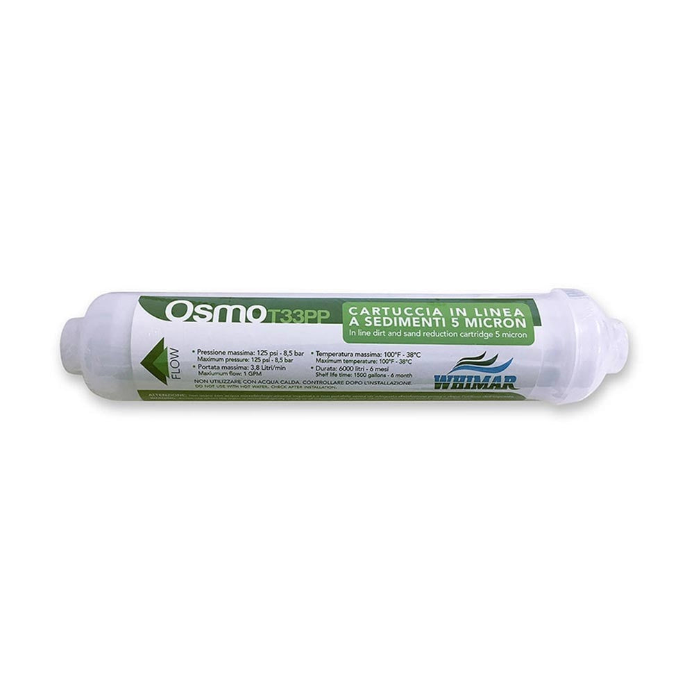 Whimar Osmo T33PP - Cartuccia Sedimenti In-Line 5 micron per Impianti ad Osmosi