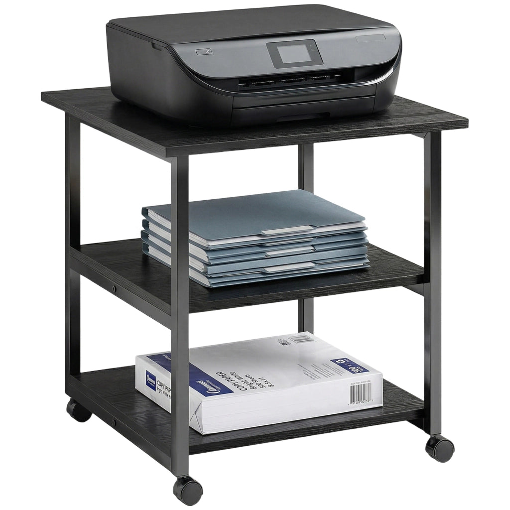 Carrello porta stampante con 3 ripiani e ruote ¨C Xylo ¨C 50x50x52,5 cm