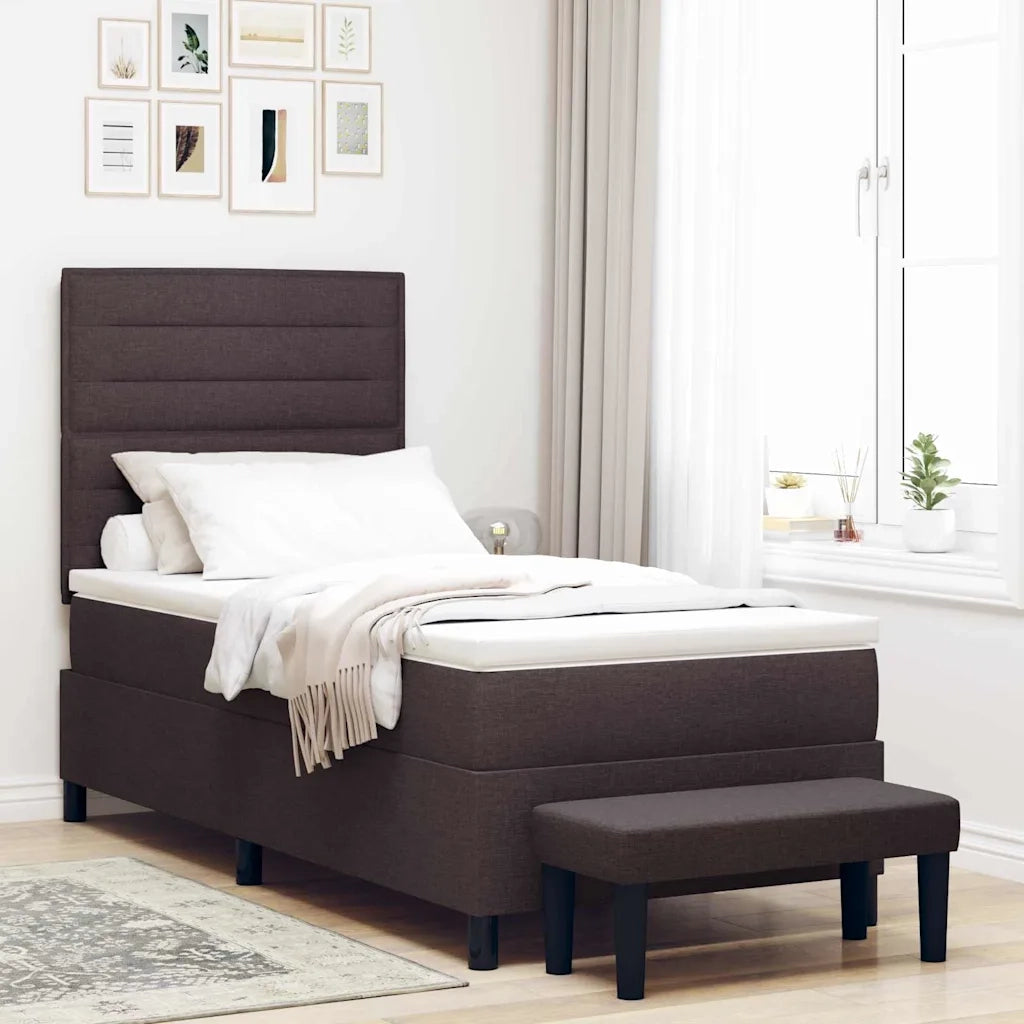 Letto a molle con materasso Marrone Scuro 100 x 200 cm Tessuto