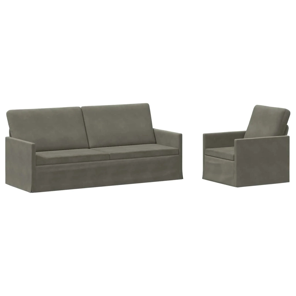 Set di divani 2 pcs Grigio Chiaro Tessuto in Cords 3433254