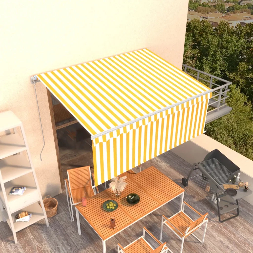 Tenda Sole Retrattile Manuale Parasole LED-Tenda parasole per balcone 3x2,5m Gialla Bianca 160304
