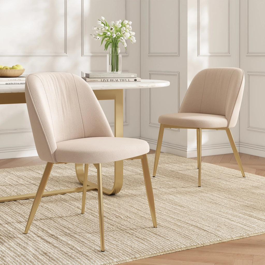 2 poltrone da pranzo comode e traspiranti adatte per sala da pranzo soggiorno caffè ecc. stile moderno tessuto vellutato colore beige e oro