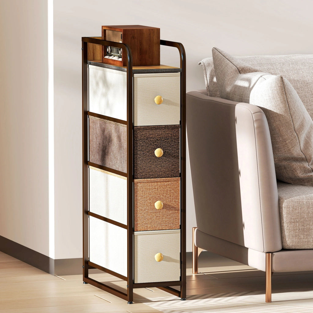 Cassettiera con 4 cassetti in tessuto e struttura in acciaio ¨C Minimal ¨C Multicolore