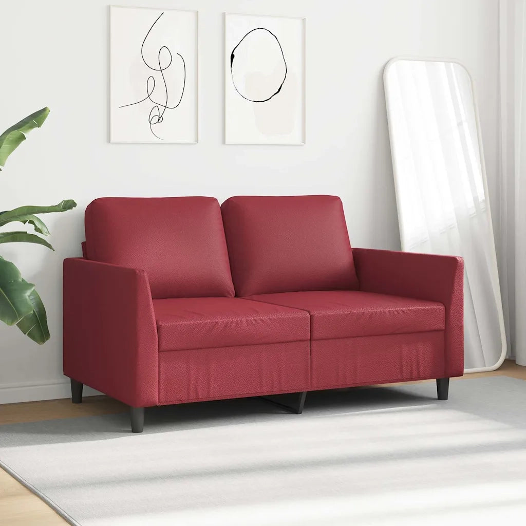 Divano | Divano da soggiorno | Sofa a 2 Posti Rosso Vino 120 cm in Similpelle