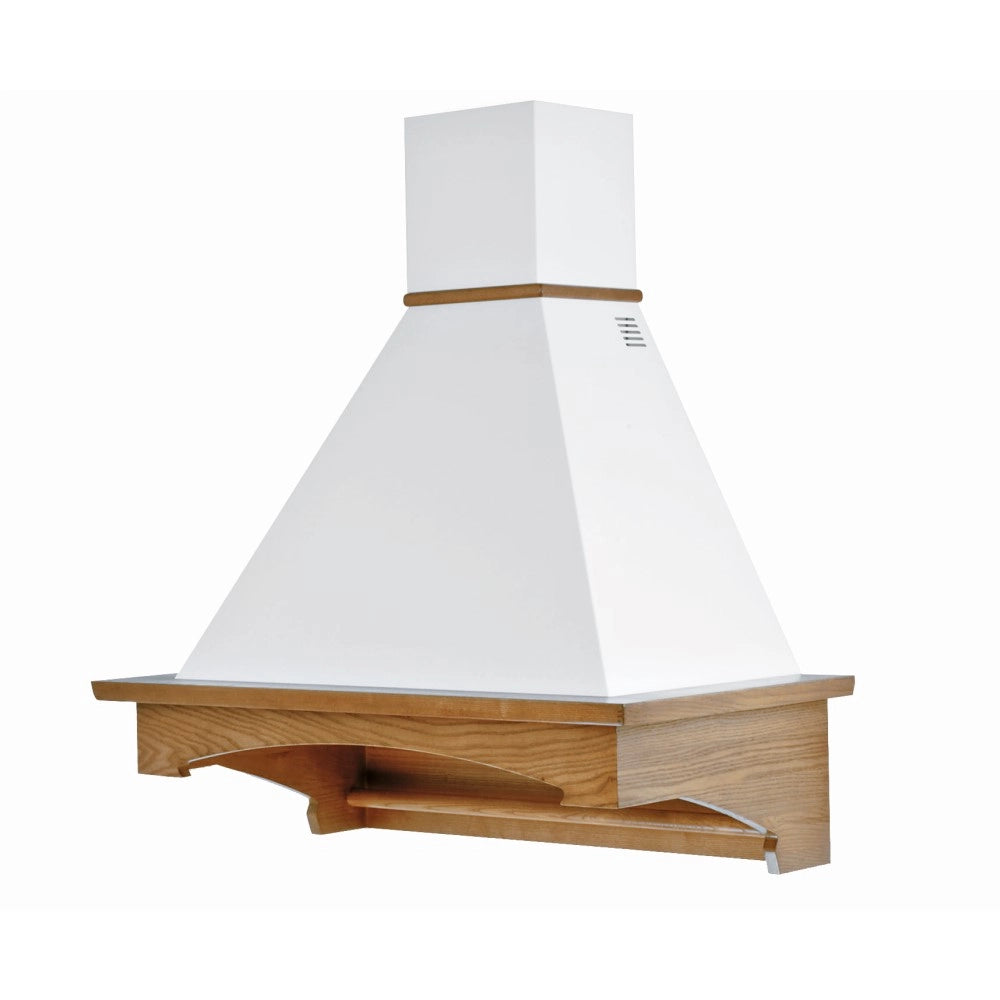 Cappa cucina rustica VIENNA con cornice in legno intarsio Noce Evita  cm 90