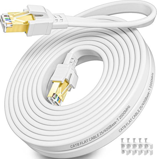 Cavo Ethernet 10m Cat 8 Alta Velocità 40Gbps RJ45 Patch Cavo
