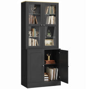 Libreria vetrina con 6 ripiani e 4 ante ¨C Minimal ¨C nero
