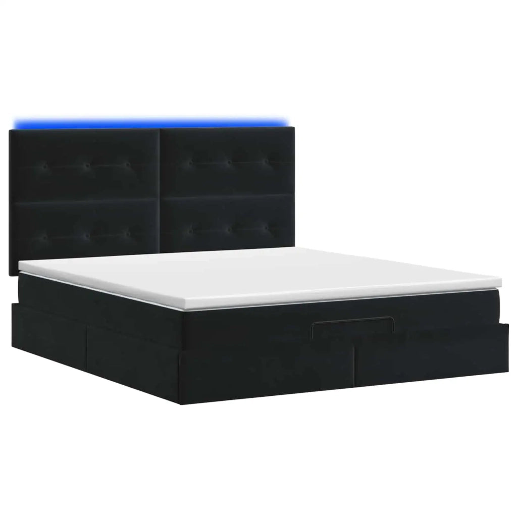 Letto Ottomano con Materasso e LED Nero 140 x 200 cm Velluto 3458309