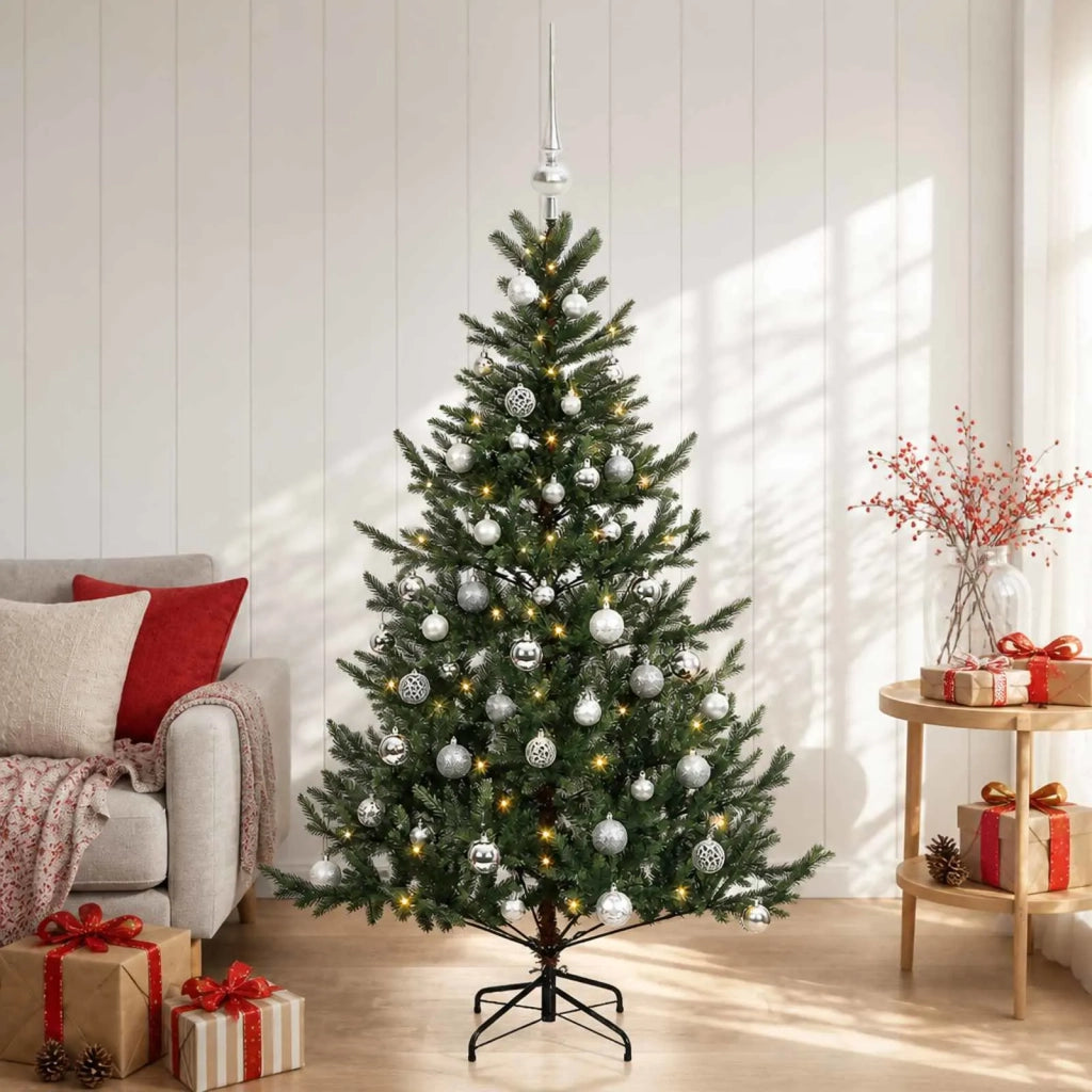 Albero di Natale artificiale con palline 150 cm 150 LED 3466166