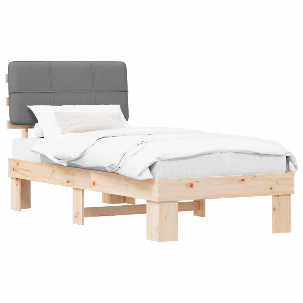 Letto con Testiera Rivestita Grigio chiaro 75 x 190 cm 877459