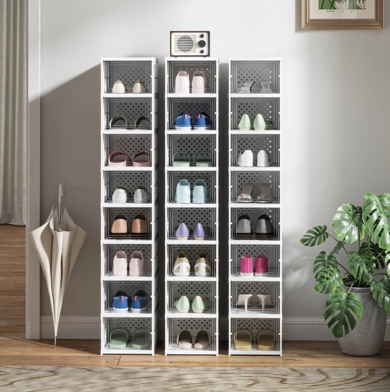 Set di 8 scatole per scarpe pieghevoli bianche