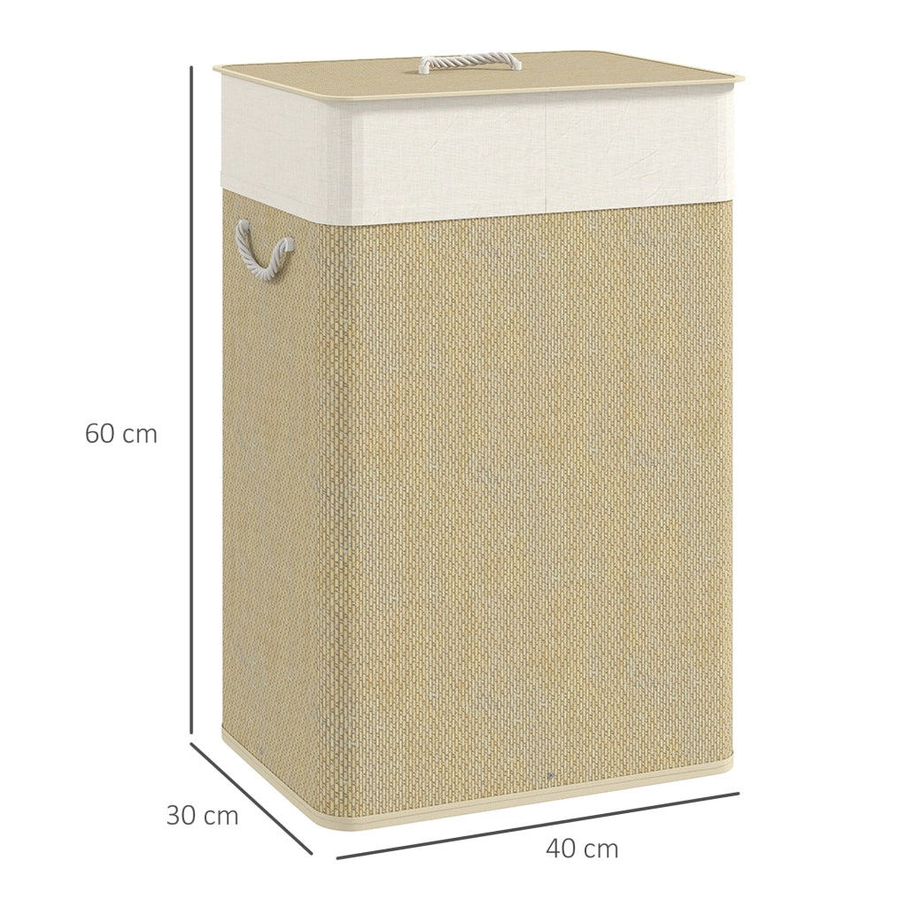 Cestino Lavanderia 72L con Coperchio e Maniglie ¨C Minimal ¨C 40x30x60 Naturale
