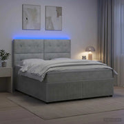 Letto Box Spring LED con Materasso Grigio Chiaro 140 x 190 cm 3456065