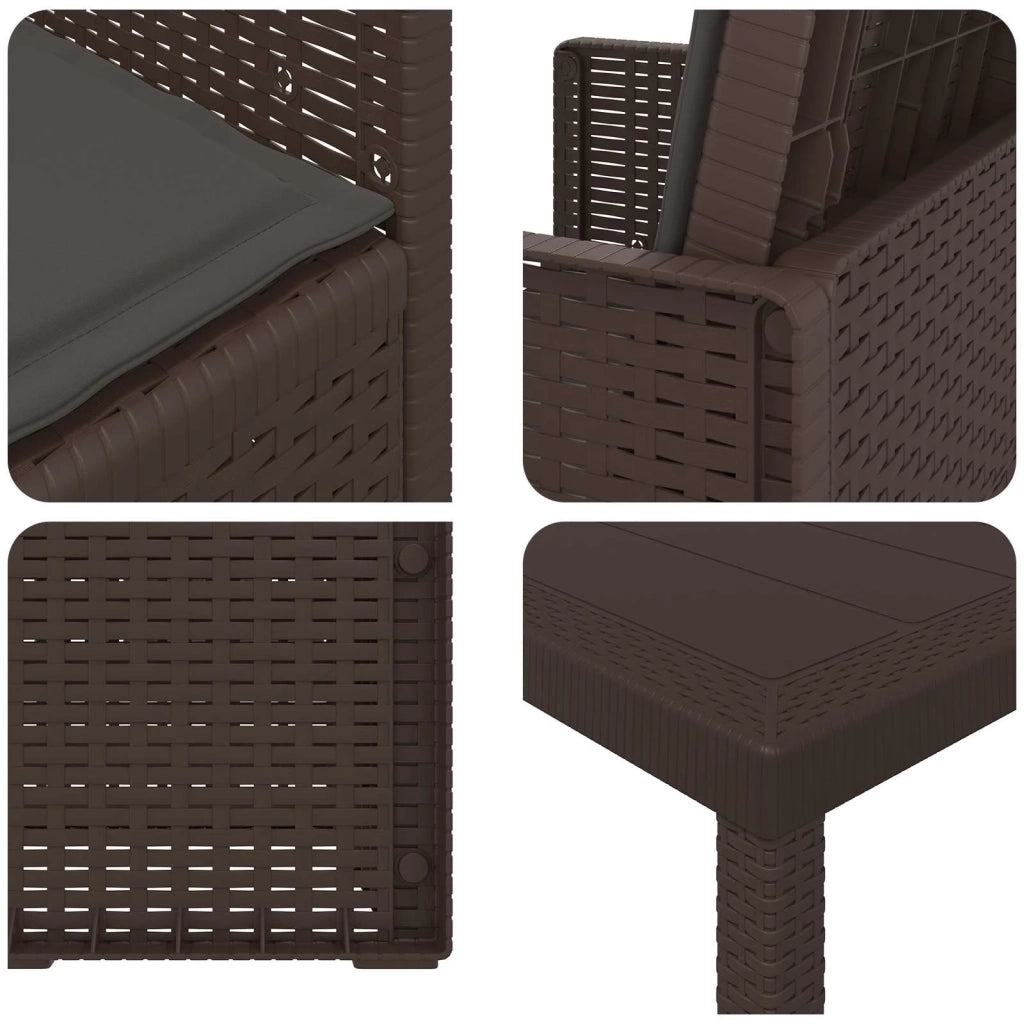 Set da Pranzo per Giardino 3 pcs Marrone e Antracite PP 3430044