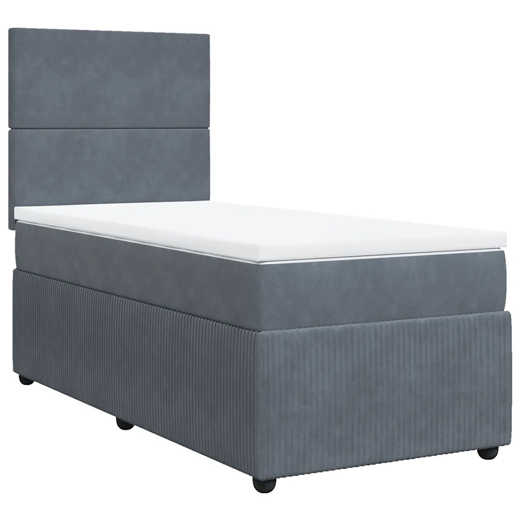Giroletto a Molle con Materasso Grigio Scuro 80x200 cm Velluto
