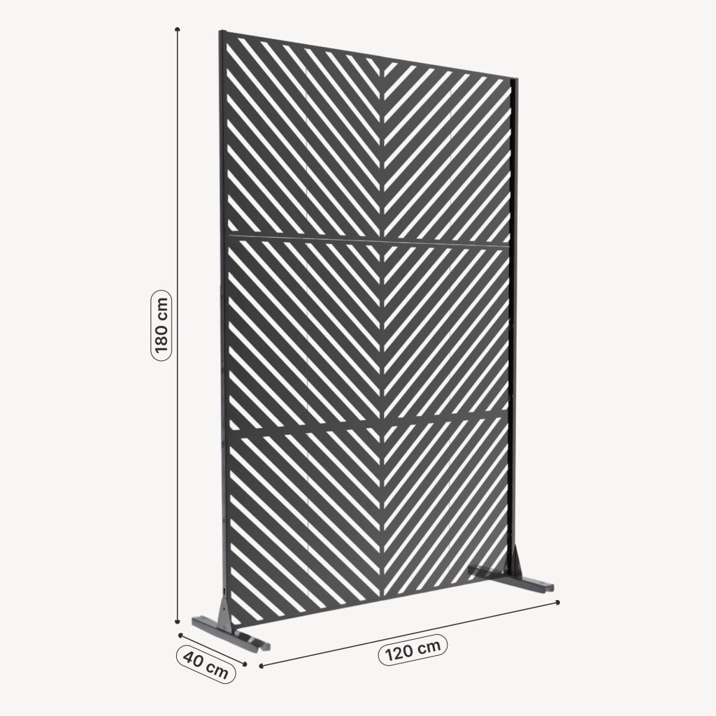 Pannello Divisorio Kekan con Struttura Decorativa in Acciaio 180 x 120 cm - Nero casa.pro