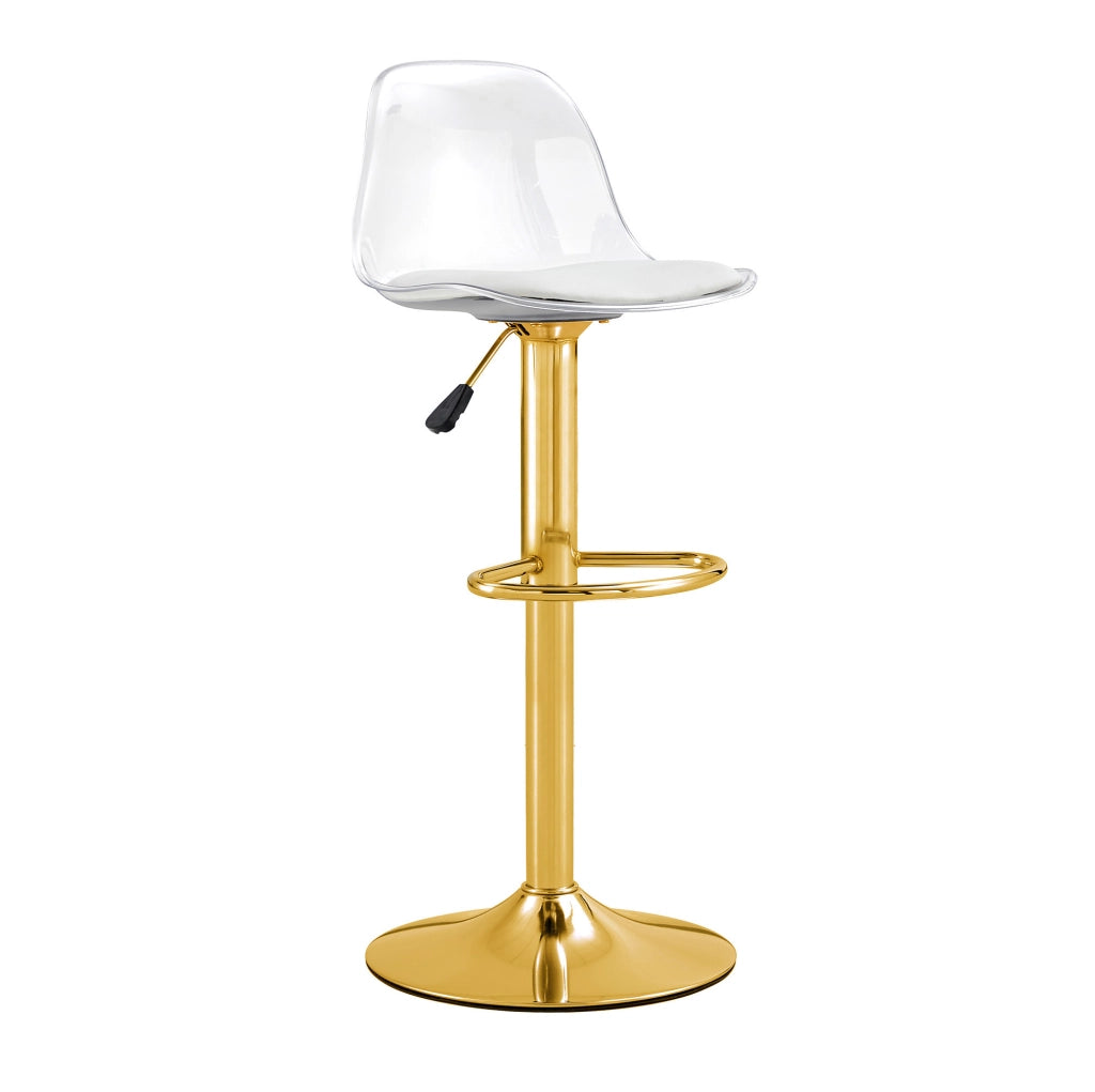Set 2 sgabelli da bar regolabili 82-104 cm con schienale trasparente e base dorata HOMVRA