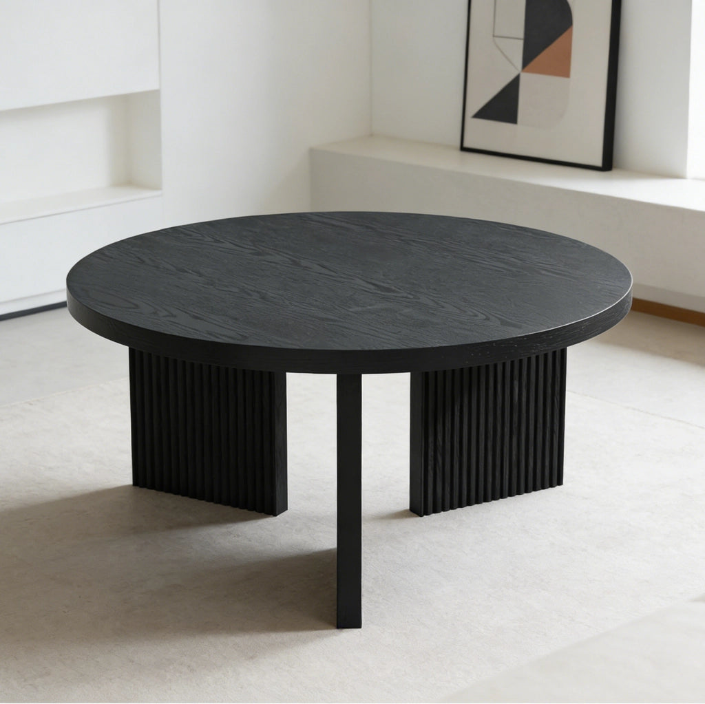 Tavolino da salotto rotondo nero in MDF HOMVRA