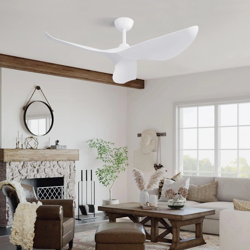 Ventilatore da soffitto 38 pollici con telecomando motore DC reversibile 6 velocità timer bianco opaco senza luce