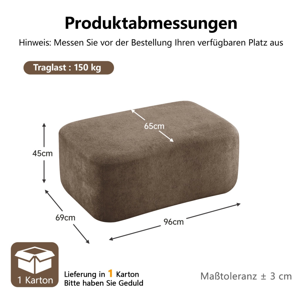 Divano modulare in velluto marrone con pouf