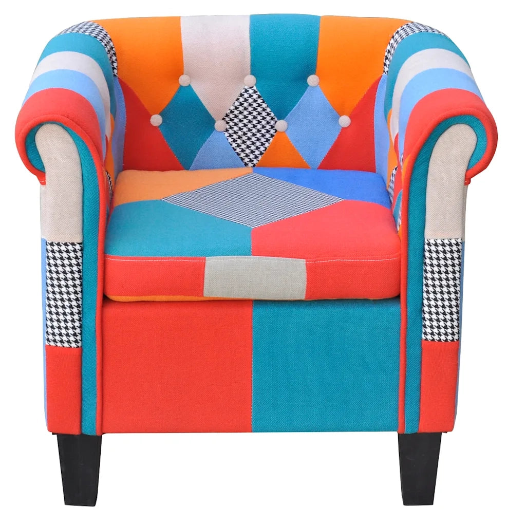 Poltrona con Design Patchwork in Tessuto 241027