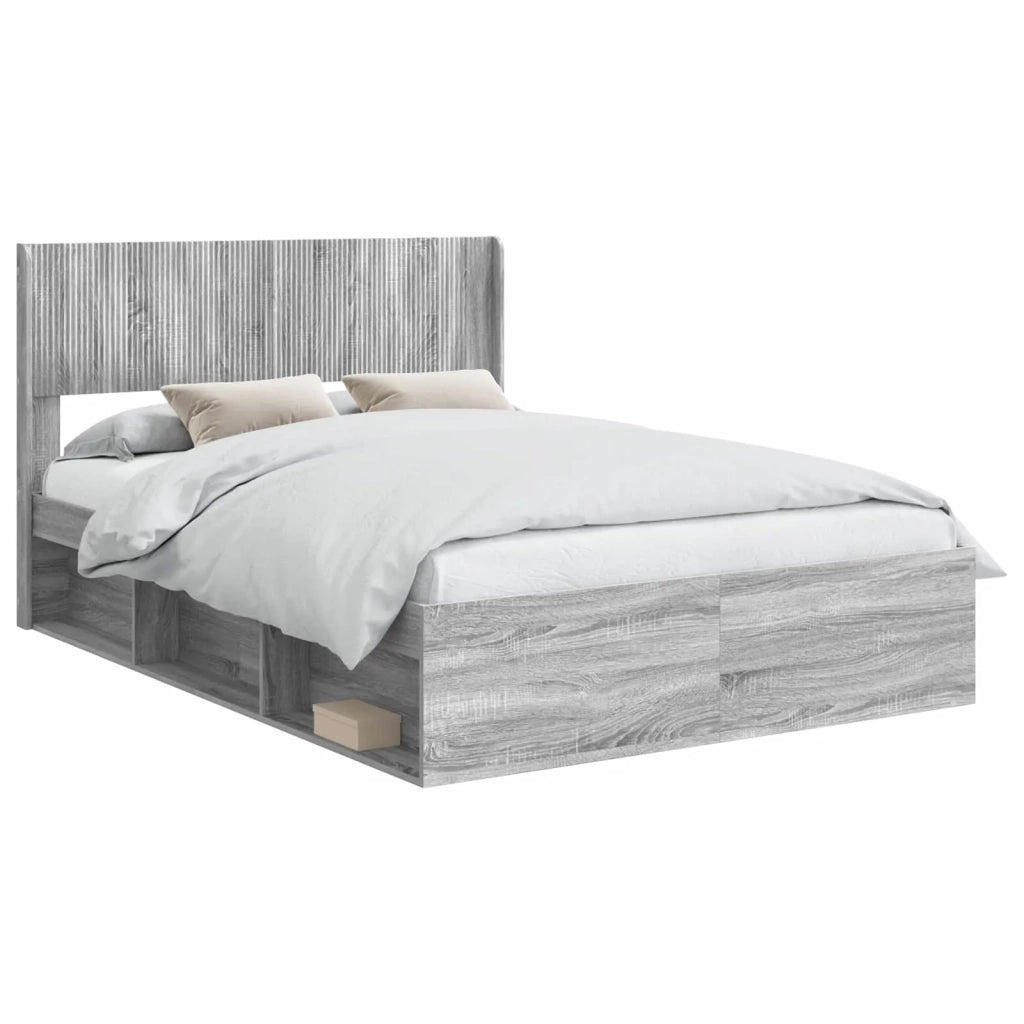Struttura del letto con stoccaggio e testata Sonoma grigio 3414240