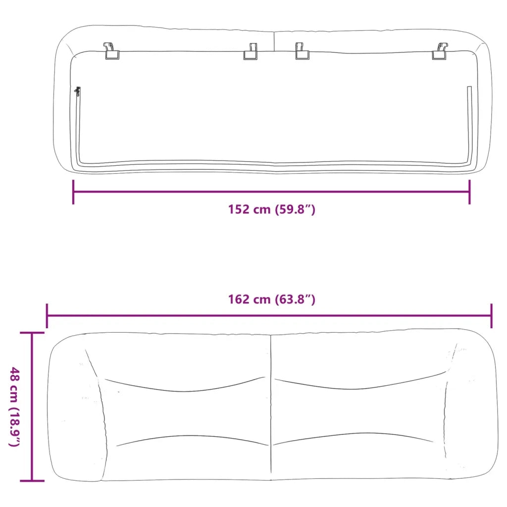 Cuscino Testiera Hvar Grigio Scuro 152 cm in Tessuto 374629