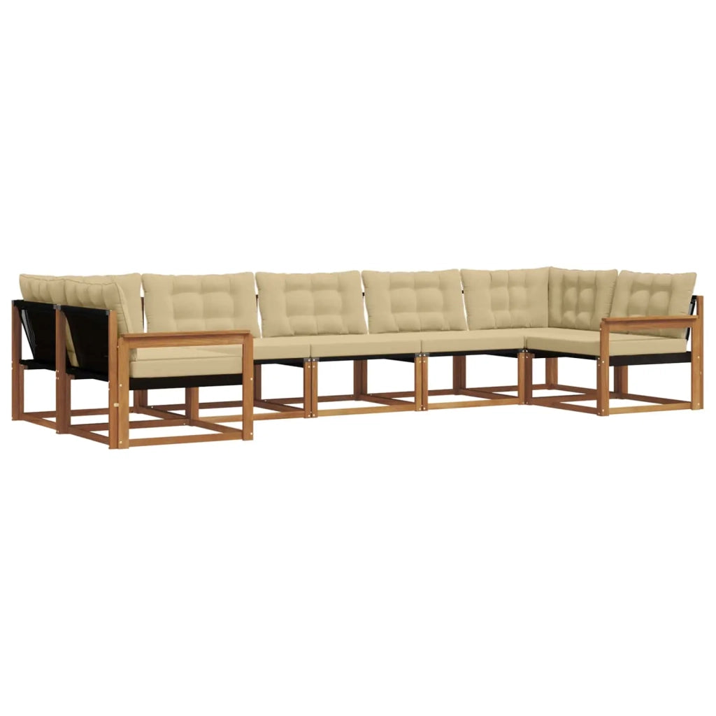 Set di divani da esterno con cuscino 7 pcs Naturale e Beige 3369812