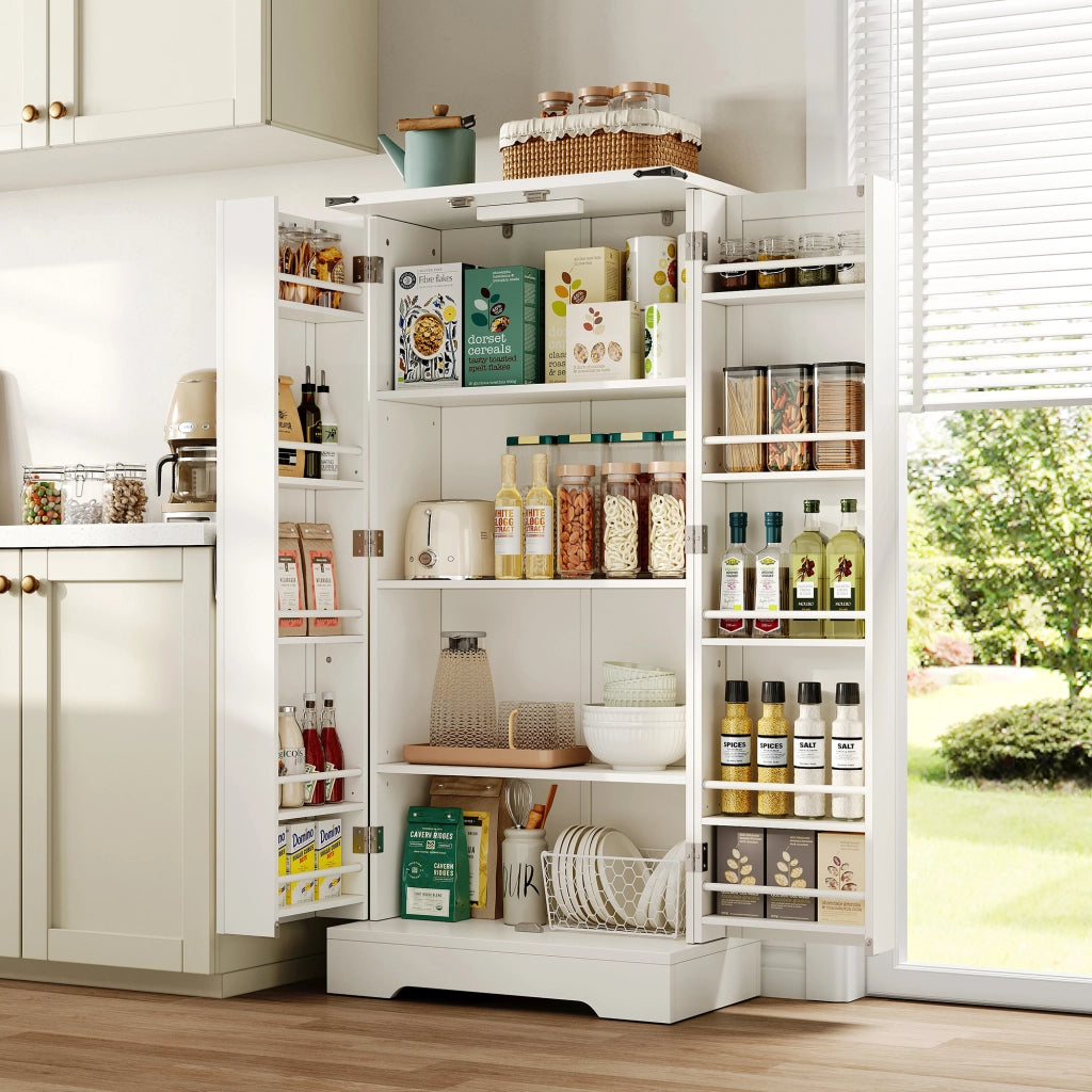 BUFFET CUCINA 60x35x128,5 cm Bianco MDF con LED