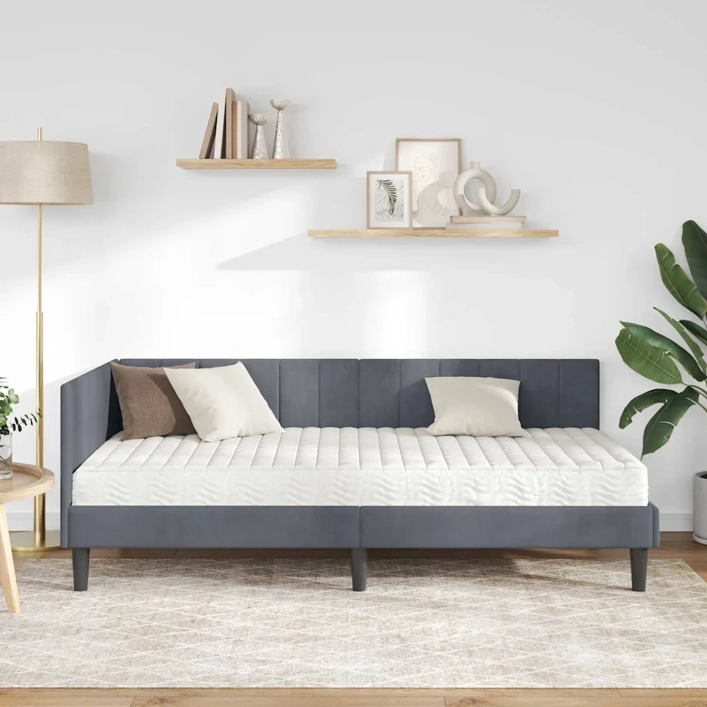 Struttura Letto Angolare con Materasso 2 pcs Grigio Velluto