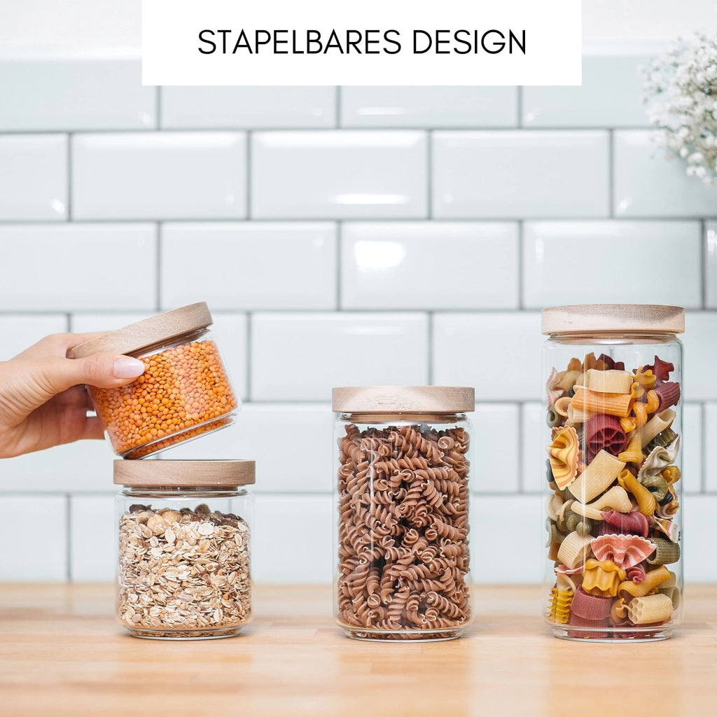 Set di contenitori per alimenti, 4 pezzi, in vetro borosilicato, capacità: 1000/700/500/300 ml