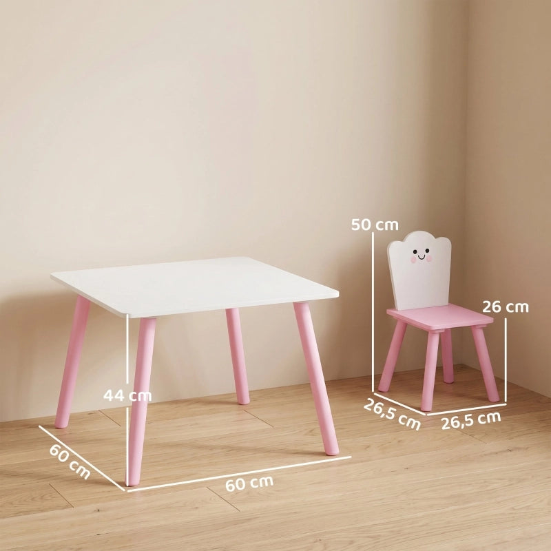 Set Tavolo e 2 Sedie per Bambini ¨C Minimal ¨C Rosa e Bianco