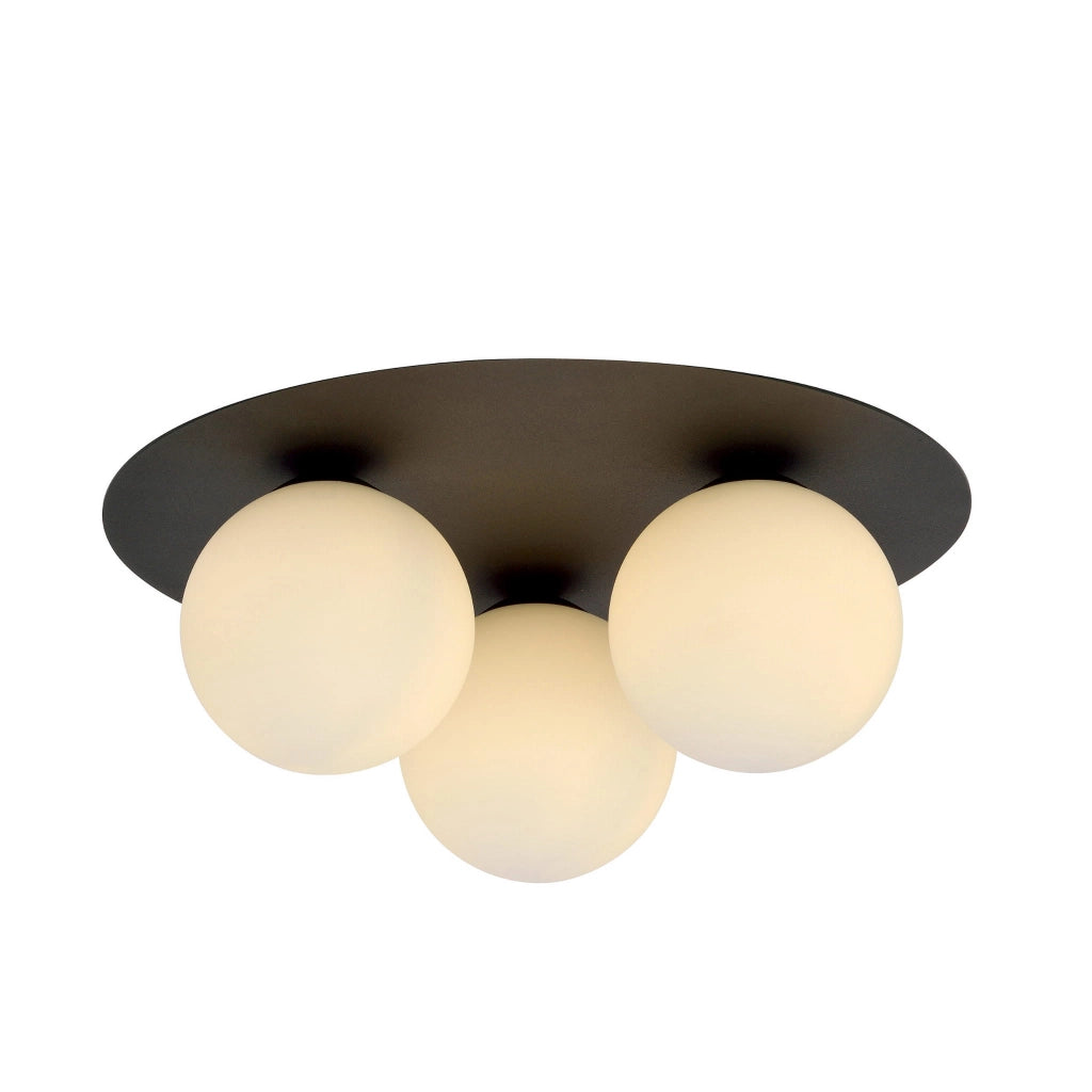Plafoniera Emibig Solar 3 luci E14 dimmerabile nero/opalino