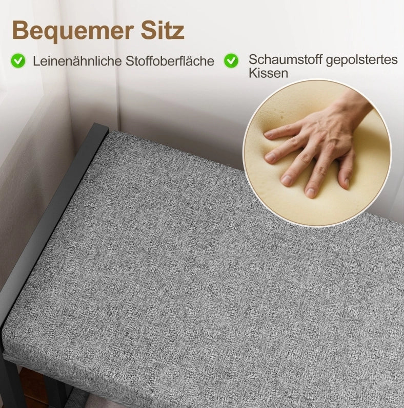 Panca Porta Scarpe con 3 Ripiani, Grigia, 86x30x45 cm, per Ingresso e Soggiorno