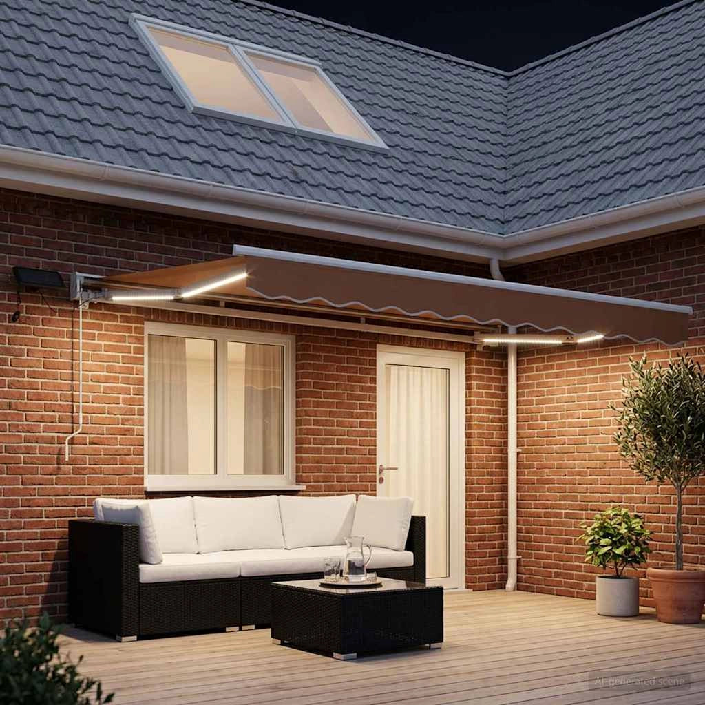 Cornice per Tenda Manuale con LED Sabbia 4 × 3 m 3426094