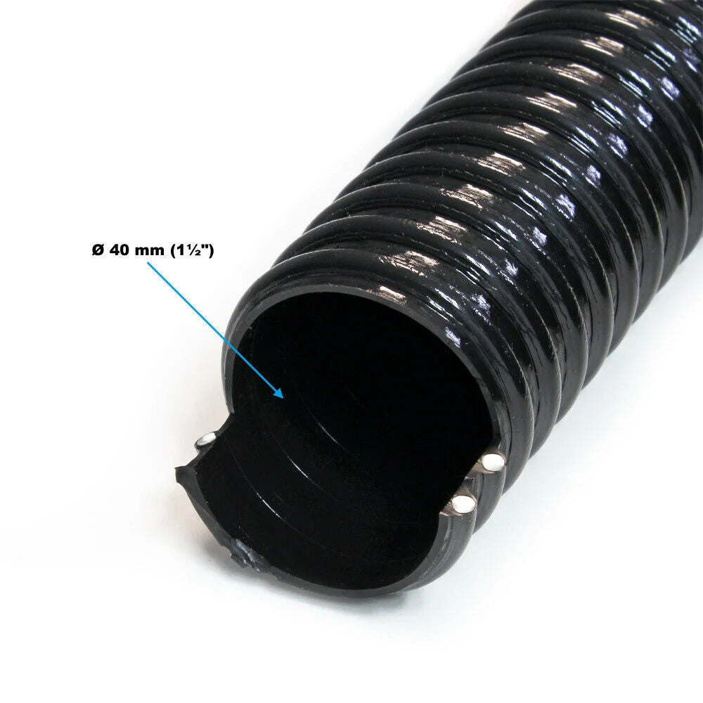 Tubo di aspirazione a spirale da 10 m diametro 40 mm (1 1/2") tubo di aspirazione nero 16_0001621