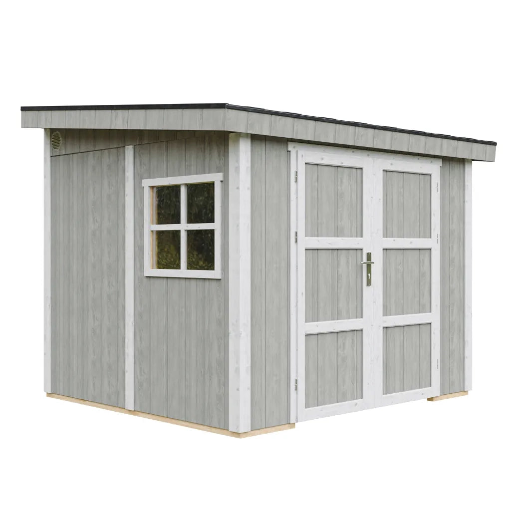Casetta da giardino di qualit?  PREMIUM 5,9 m?² - H231x248x294 cm - Senza pavimento e parete laterale - Timbela M938B-TUNDRA GREY