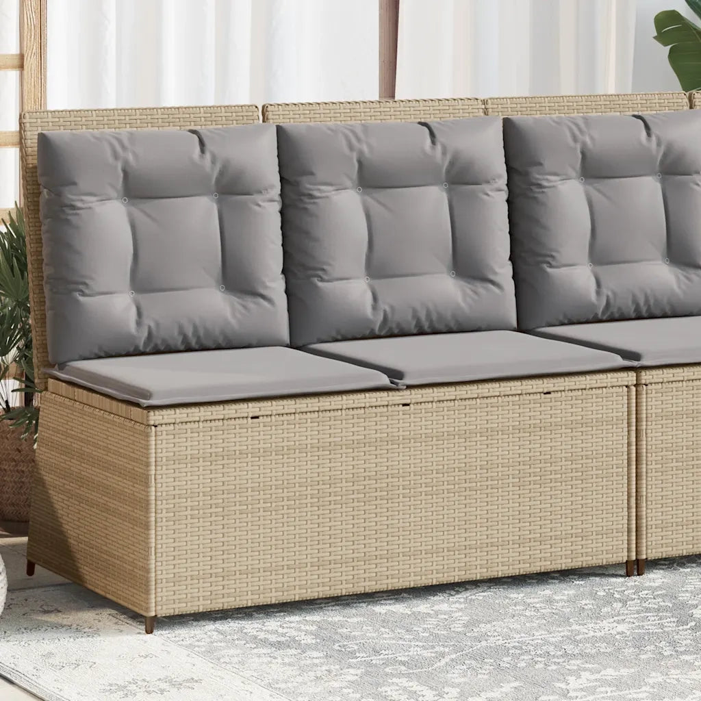 Panca Reclinabile da Giardino con Cuscini-Sgabello-Sedia da esterno Beige in Polyrattan 894944