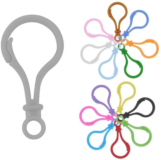 Hanger per chiave in plastica - 98 pezzi - attacco carabina - 14 colori - kit DIY - 51x25x5,5mm - foro: 6mm