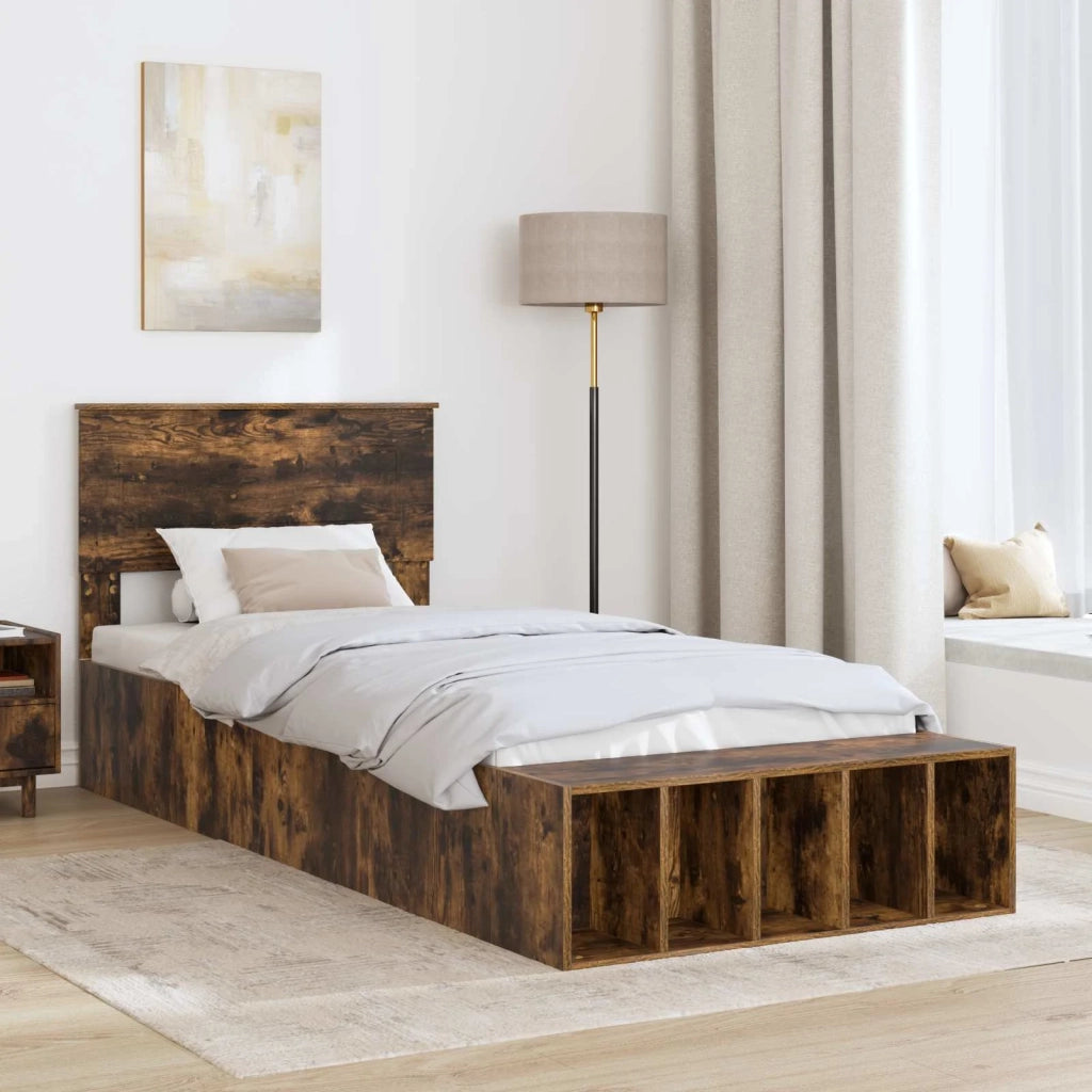 Letto singolo | Letto per adulti | Struttura del letto Rovere fum¨¦ 75 x 190 cm Legno multistrato