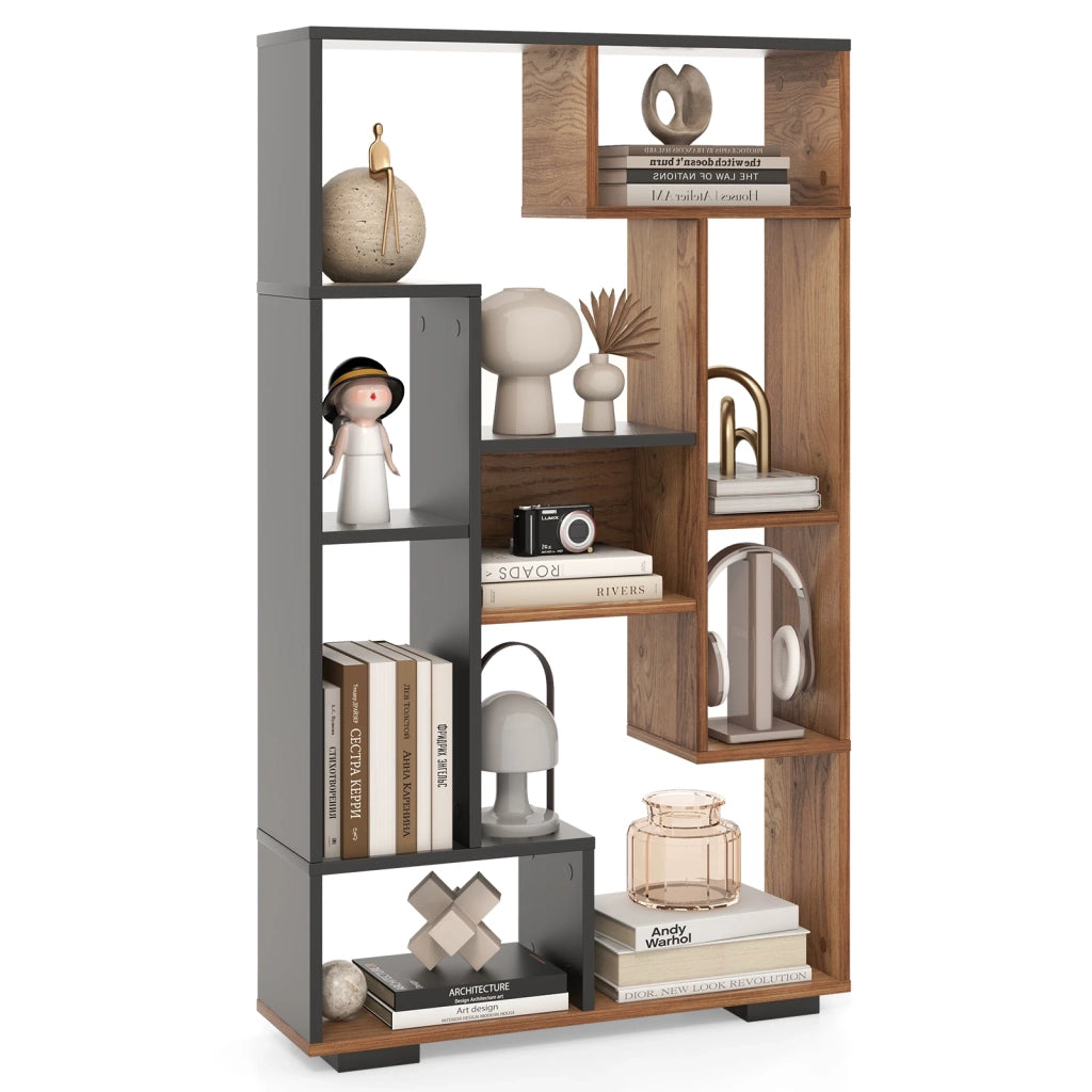 Libreria 47-Inch Scaffale a Giorno per Casa e Ufficio, Mobile Salvaspazio Robusto e Facile da Montare, Naturale e Nero